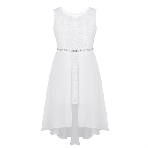 Konfirmations kjole - Ninete - sød hvid kjole med sølv bånd 
